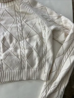 Sunday Best Aritzia Jones Diamond Knit Turtleneck Sweater Cream Large thumbnail 4