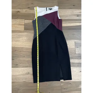 White House Black Market Colorblock Sheath Dress Size 8 Black Gray Maroon thumbnail 5