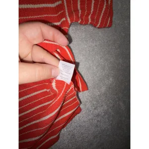 kerisma sweatet short sleeve shirt blousr striped orange ivory M/L thumbnail 8