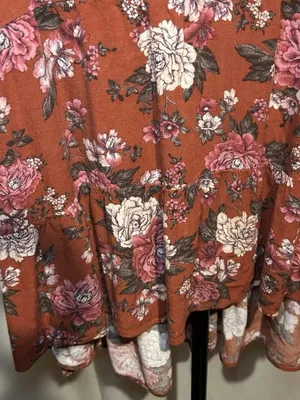 American Eagle Outfitters Baby Doll Tunic Top,Rust Floral Roses XL thumbnail 6