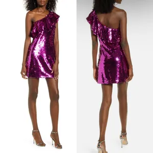 Sequin Ruffle One-Shoulder Sheath Dress thumbnail 2