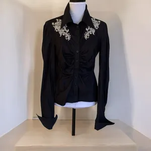 Max Studio Black Embroidered Shirt size M thumbnail 3