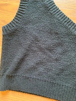 Madewell Black One-Shoulder Cropped Sweater Tank Cotton Women Size Large thumbnail 2