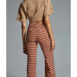 Maeve Naomi High‎ Waisted Flare Pants Geometric Print Magic Fabric Size 2 thumbnail 8