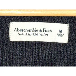 Abercrombie & Fitch Soft AF Black Ribbed Knit Long Sleeve Pullover Sweater Sz M thumbnail 3