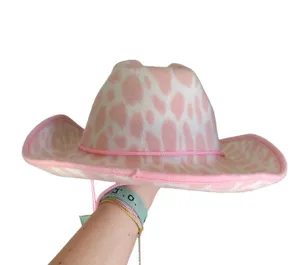Pink Cow Print Cowgirl Hat thumbnail 2