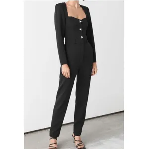 &‎ Other Stories Black Jumpsuit W Retro Triangle Diamond Studded Buttons Size 0 thumbnail 8