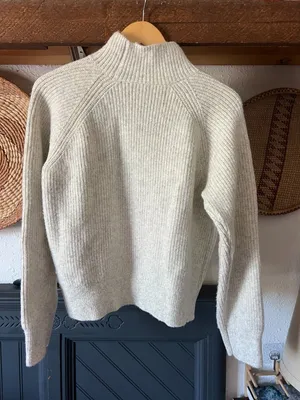 Calvin Klein Soft Ribbed Knit Jumper, wool blend, Small ivory/grey Minimalist thumbnail 3