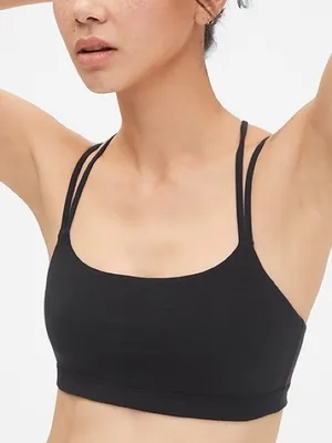 GapFit Breathe Low Support Strappy Sports Bra Black Lululemon Inspo M thumbnail 1