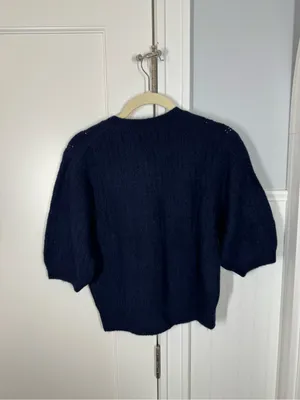Madewell Cloudsoft Charm Stitch Hazel Sweater Tee Small Navy Blue Preppy juniper thumbnail 5