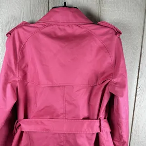 Coach Short Trench Coat Womens Medium Pink Double Breasted Belted Quiet Luxury thumbnail 8