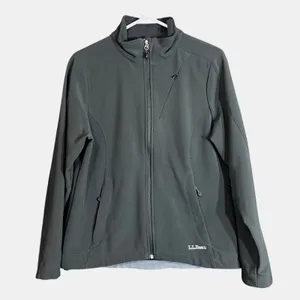 LL Bean Womens Size Medium Black Softshell Full‎ Zip Jacket Fleece Lined Outdoor thumbnail 2