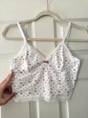 Pink Floral Lace Trim Rosette Tank & Short Set thumbnail 3