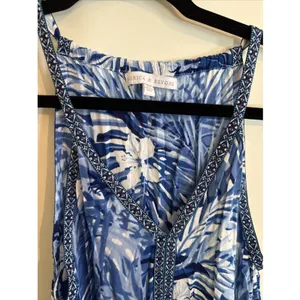 America & Beyond Blue Tropical Pineapple Floral Halter Maxi Dress Womens XS thumbnail 2