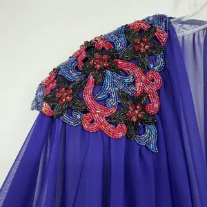 Vintage 1982 Casadei Purple Beaded Chiffon Draped Cocktail Dress Size 10 thumbnail 8