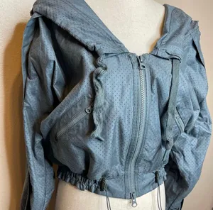 Adidas x Stella McCartney Gray Mesh Hooded Jacket thumbnail 7