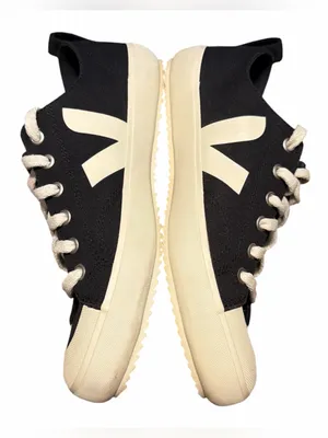 Veja Nova‎ Low Top Black Canvas Beige Lace Up Sneakers Size 8 / 39 thumbnail 4