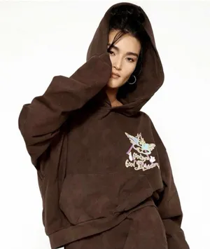 Boys Lie Good Vibes Good Luck Angel Hoodie Brown Oversized One Size thumbnail 1