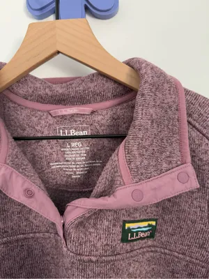 L.L.Bean Large Sweater Fleece Pullover Washed Orchid Outdoor Travel Hike thumbnail 4