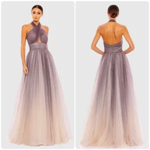 Mac Duggal 20376 Glitter Ombre Halter Neck Ballgown Maxi Dress size 8 Purple New thumbnail 2