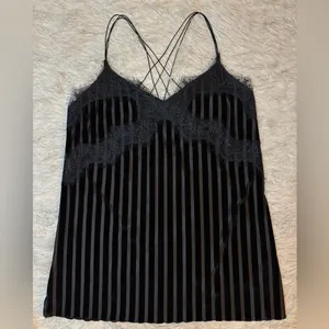 Zara‎ Y2K Trafaluc Collection Black Women’s Velvet-Striped Lace Trim Size USA S thumbnail 3