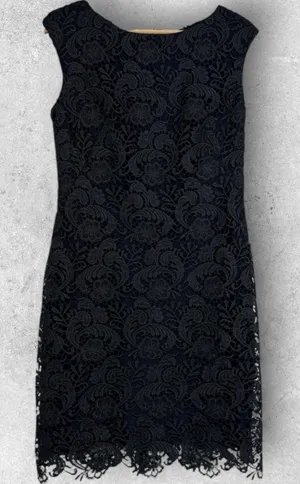 Lauren Ralph Lauren Lace Eyelet Sheath Dress Wedding MOB Women Size 10 Navy Blue thumbnail 1