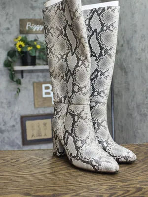 NWT A New Day Block Heel Boots with Memory Foam Cream Snake Print Brown 7M thumbnail 3