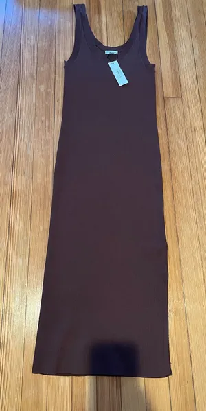 The Drop brown knit midi tank dress thumbnail 1