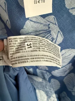 NWT Abercrombie Shell Print Cutout Twist Front Maxi Dress Blue Linen Size L thumbnail 9