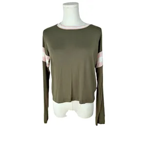 Aeropostale Seriously Soft Long Sleeve Tomboy Tee Olive Pink SMALL NWT thumbnail 2