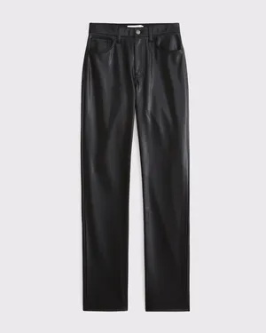 Curve Love Ultra High-Rise 90s Straight Vegan Leather Abercrombie thumbnail 3