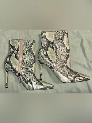 Nine West Snake Print Leather Ankle Boots Size 9M Pointed Toe Stiletto Heel thumbnail 7