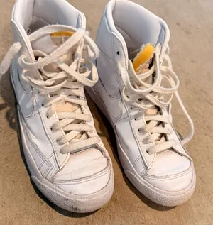 Nike White and Yellow High-Top Athletic Shoes thumbnail 1