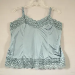 Petite Sophisticate Women’s blue Lace Sequined Satin Beaded Cami Vintage‎ Large thumbnail 1
