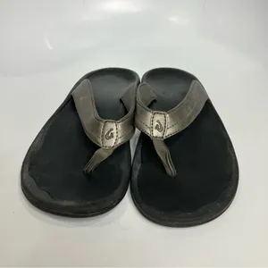 Olukai OHana flip flop sandals silver women’s size‎ 10 casual beach summer thumbnail 3