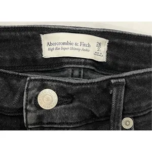 Abercrombie & Fitch‎ Black Embroidered High Rise Skinny Ankle Jean 26/2 Long thumbnail 3