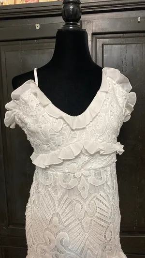 Angel Biba white lace dress. Size large thumbnail 12