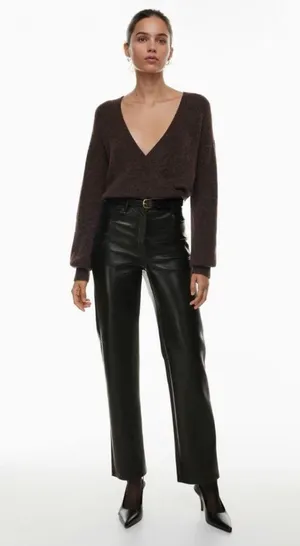Aritzia The Melina Pant Vegan Leather In Black Size US 4 thumbnail 2