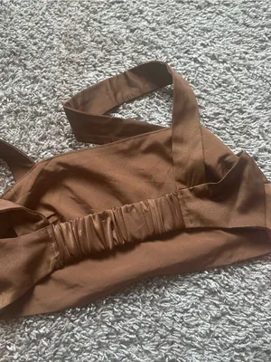Le Lis Brown Satin Crop Top with Wide Straps thumbnail 5
