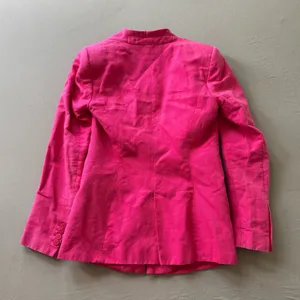 Zara hot pink collarless linen-blend blazer thumbnail 4