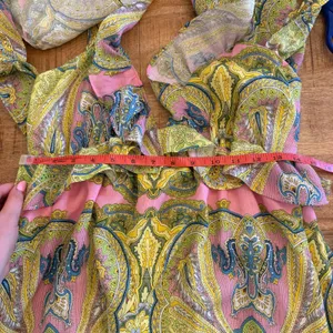 A Loves A Maxi Dress M Boho Ruffle Tie Back Cutout Paisley Wedding Resort‎ NWT thumbnail 12