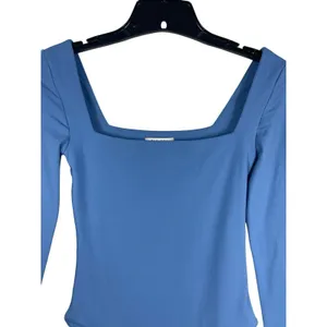 Babaton Aritzia Contour Bodysuit Blue Square Neck Long Sleeve Fitted S thumbnail 2