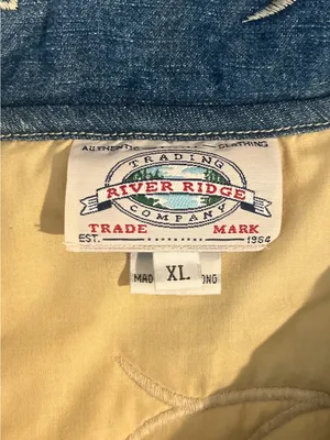 River Ridge Trading Co. Vintage Quilted Denim Embroidered Vest XL Hong Kong thumbnail 7