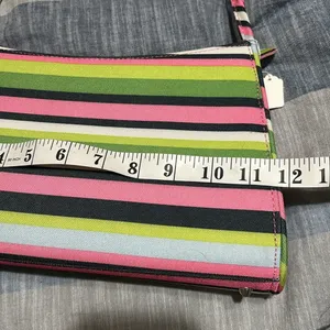 Source Unknown STRIPED MULTICOLORED SHOULDER BAG PINK GREEN BLUE CANVAS LIKE BAG THIN HANDLES thumbnail 13