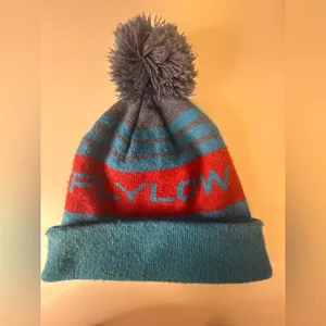 Flylow Gear OG Pom Torquoise Teal Unisex Beanie Hat Cap Rib Knit Ski Snowboard thumbnail 2