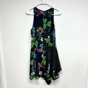 Sam Edelman Women's‎ Black & Floral Sleeveless Mixed Media Side Drape Size 4 thumbnail 4