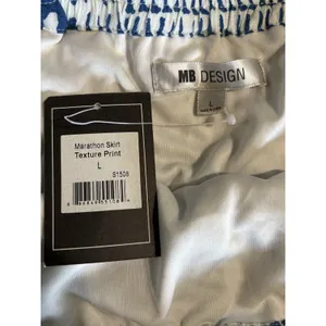 MB Design Mini Skirt Lined Size L‎ Marathon Elastic/Tie Blue/White Aztec NWT thumbnail 5
