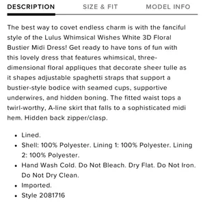 Lulu’s White 3D Floral Whimsical Bustier Midi Dress Size Large thumbnail 3