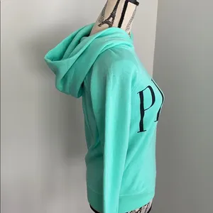 Pink Victoria’s Secret teal hoodie thumbnail 3