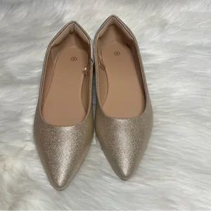 Gold Textured Pointed Toe Flats Women’s Size 8 thumbnail 5